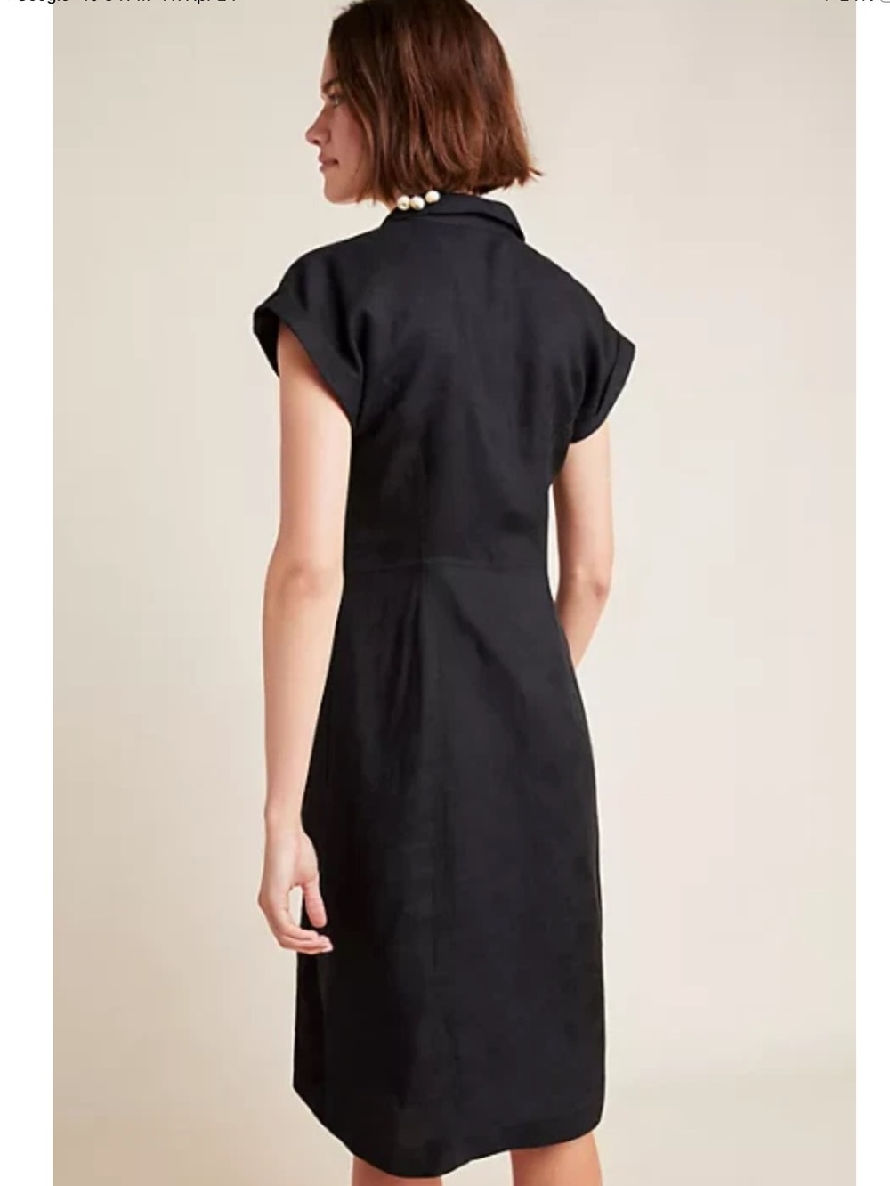 Anthropologie Kamryn Linen Blend Floral Button-Front Tie Shirt Dress size 8 - Picture 7 of 11